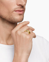 Faceted Band Ring in 18K Yellow Gold with Center Diamond, 10mm